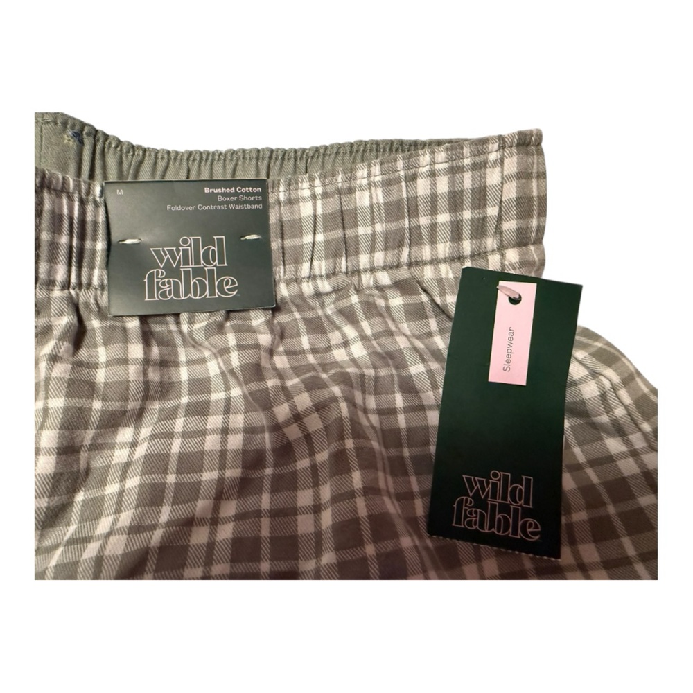 Wild Fable Sage Green Plaid/Checkered  Women's Sleep Shorts - Picture 3 of 7